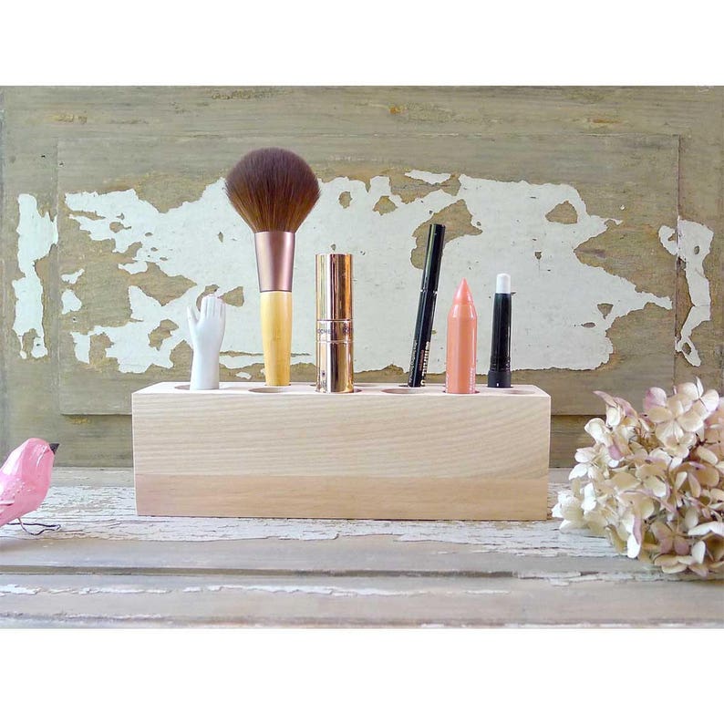 Cosmetic Makeup Organizer Brush Holder Organizer Wood Etsy