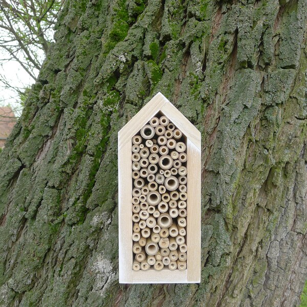 House for Solitary bee, bee house, mason bee house, solitary bee hive, simple eco friendly design for garden, woodland  handmade decoration