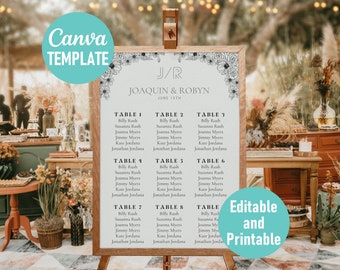Classic Minimalist Wedding Seating Chart Template Elegant Minimal Wedding Seating Plan Sign Printable Wedding Seating Plan Editable