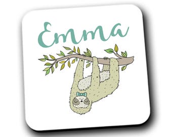 Sloth Personalized Coffee Drink Coaster