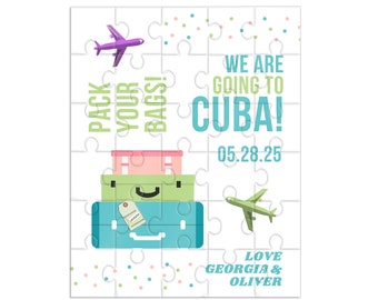 Surprise Destination Puzzle Travel Gift Personalized Pack Your Bags 120 80 48 30 and 12 Pieces