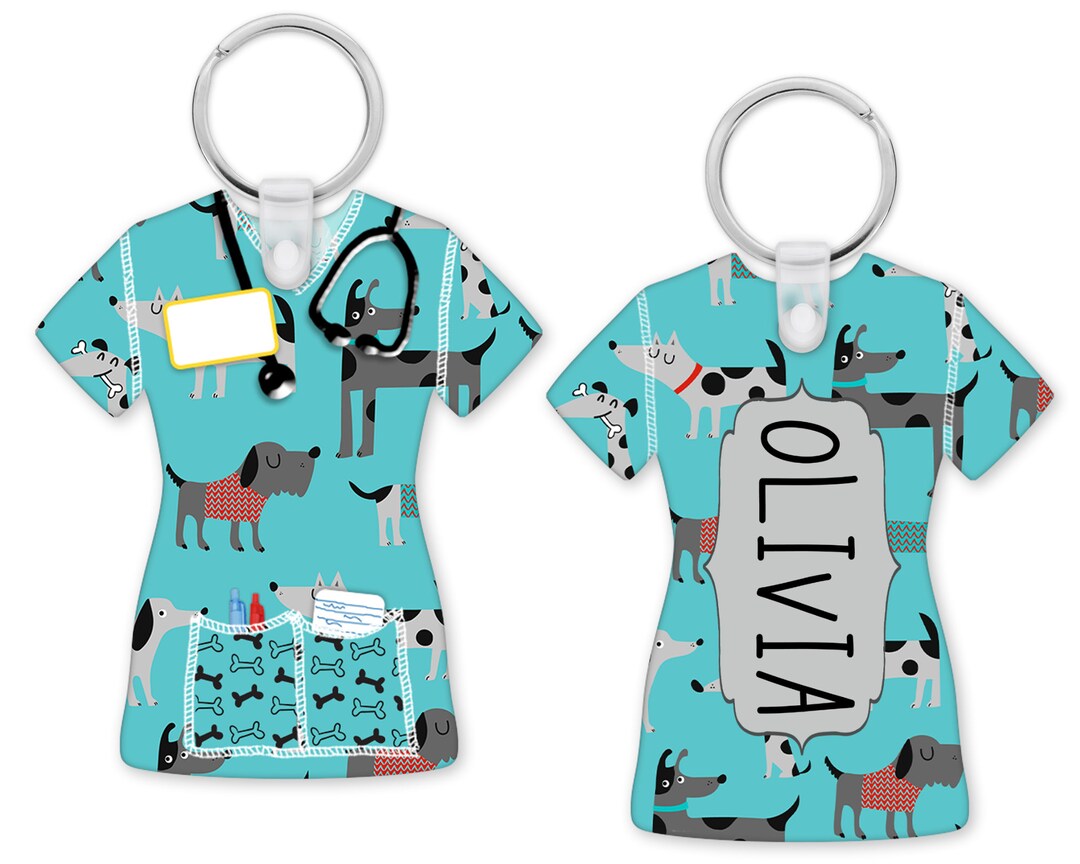 Nurse Scrubs With Dogs Key Chain Gifts for Nurse Etsy