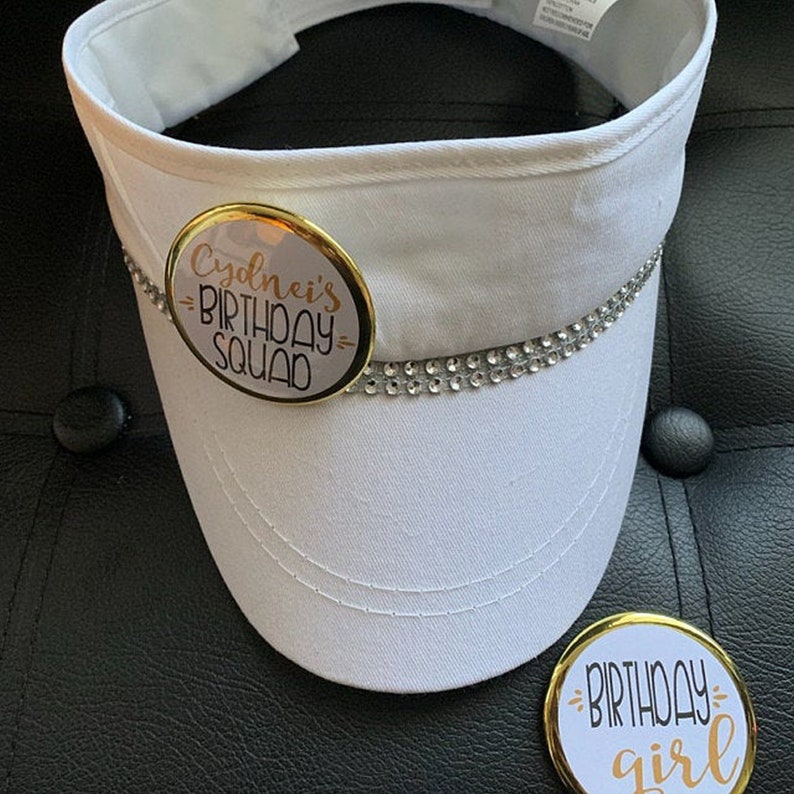 Birthday Girl Personalized Button Pin Party Favors with Optional Foil Ring