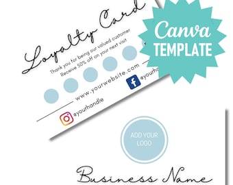 Editable Loyalty Card DIY Marketing Cards Template Design Rewards Card Business Loyalty Card Instant Download