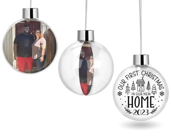 Our First Christmas in our New Home Picture Floating Christmas Ornament Double Sided