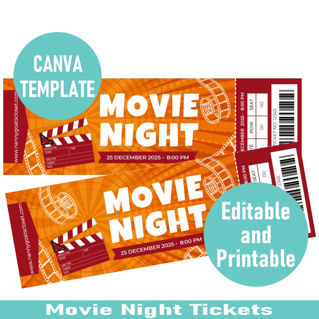 Editable Movie Night Ticket, Printable Ticket, Valentines Gifts