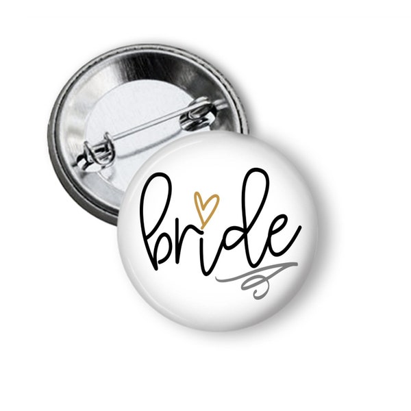 Bride to Be Bachelorette Party Matron of Honor Junior Bridesmaid Bridal Shower Favor Button Pin