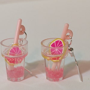 Pink Fruity Drink Earrings