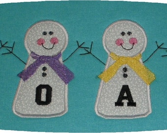 Instant Download Applique Snowman Font 4x4 Embroidery Design