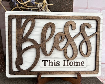 Bless This Home Plaque Laser Engraved Home Decor 5 x 7 1/2"