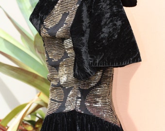 Fabulous Vintage late 1920s early 30s Art Deco Silk Velvet Maxi Gown