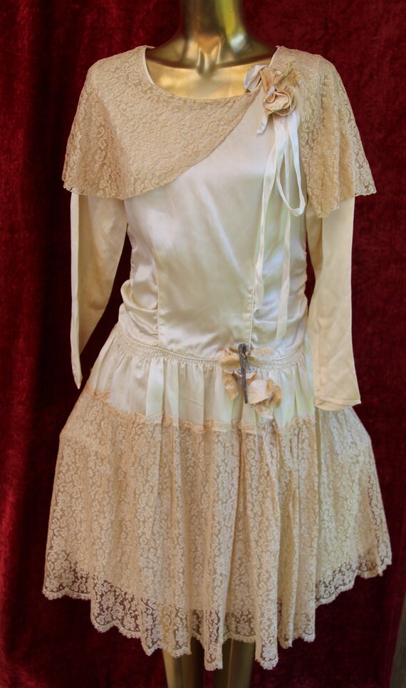 Amazing Rare Vintage 1920s Robe de Style Ivory Sil