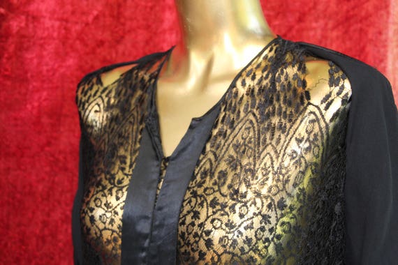 Exquisite Elegant Black Silk and Lace 20s Dress - image 7