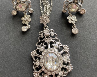 Monet Necklace and Matching Earrings - Evening Accessories - Vintage Special Occasion Jewelry