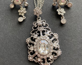 Monet Necklace and Matching Earrings - Evening Accessories - Vintage Special Occasion Jewelry