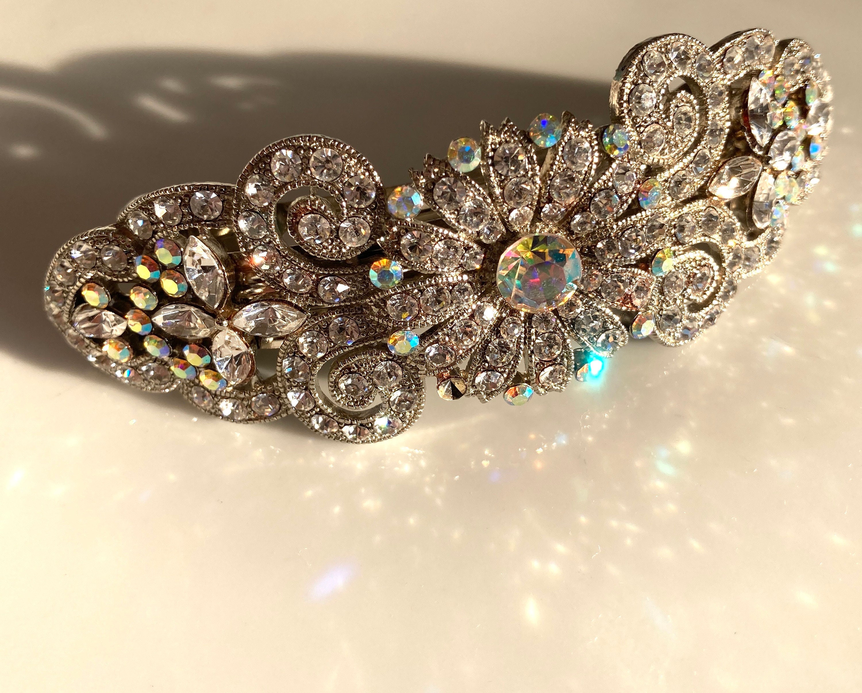 WFD Vintage Inspired Swarovski Crystal Bridal Flower Hair Comb