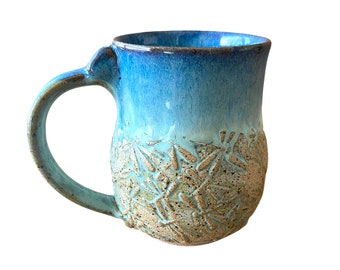 Dragonfly Pottery Mug - 12oz + 16oz - Coffee + Tea Mug- Dragonflies- Sea Foam- Gardening Mug-