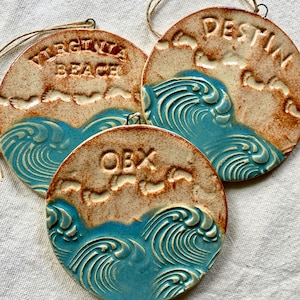 Custom Beach Ornament- Ocean Ornament- Florida Ornament- Vacation Souvenir- 30A Ornament- Hilton Head- OBX- Destin- California Ornament
