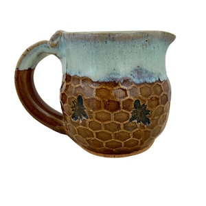 Bee Pottery Creamer - Coffee Creamer - Bee Creamer - Bee werper - Zeeschuim aardewerk - Handgemaakte Creamer - Bee Honeypot set - Honingraat Creamer