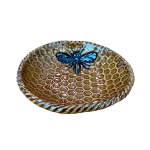 Bee Dip Dish - Honingraatschaal - Theezakjehouder - Bee Tea Bag Rest-Bee Bowl- Pottery Bowl- Dip Bowl- Knoflookrasp Bowl- Olijfoliekom