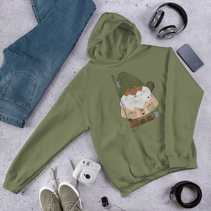 Izak the Irresistible Fishing Gnome Unisex Hoodie Gifts for Him Camp Hike Fish Bushcraft Adventure