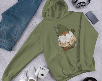 Izak the Irresistible Fishing Gnome Sudadera con capucha unisex Regalos para él Camp Hike Fish Bushcraft Adventure