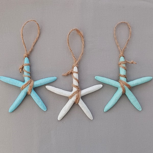 Set of 3 Artificial Starfish Ornaments, Starfish Ornaments, Beach Christmas Ornaments, Coastal Christmas Ornaments