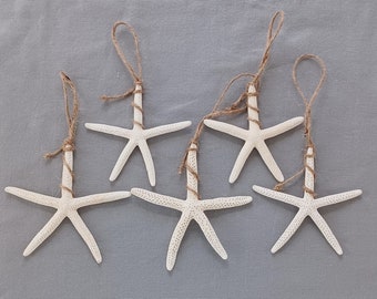 Set of 5 Pencil Starfish Ornaments, 4 Inch Starfish Ornaments, Beach Ornaments, Coastal Ornaments, Beach Christmas, Coastal Christmas