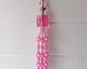 Pink Beaded Tassel Decor Accessory, Pink Decor Supplies, DIY Decor Supplies, Craft Supplies, Large Pink Ornament