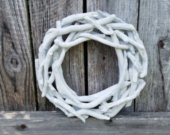 Small 12 Inch Whitewashed Driftwood Wreath, White Driftwood Wreath, Coastal Wreath, DIY Coastal Wreath, Beach Wreath, DIY Beach Decor