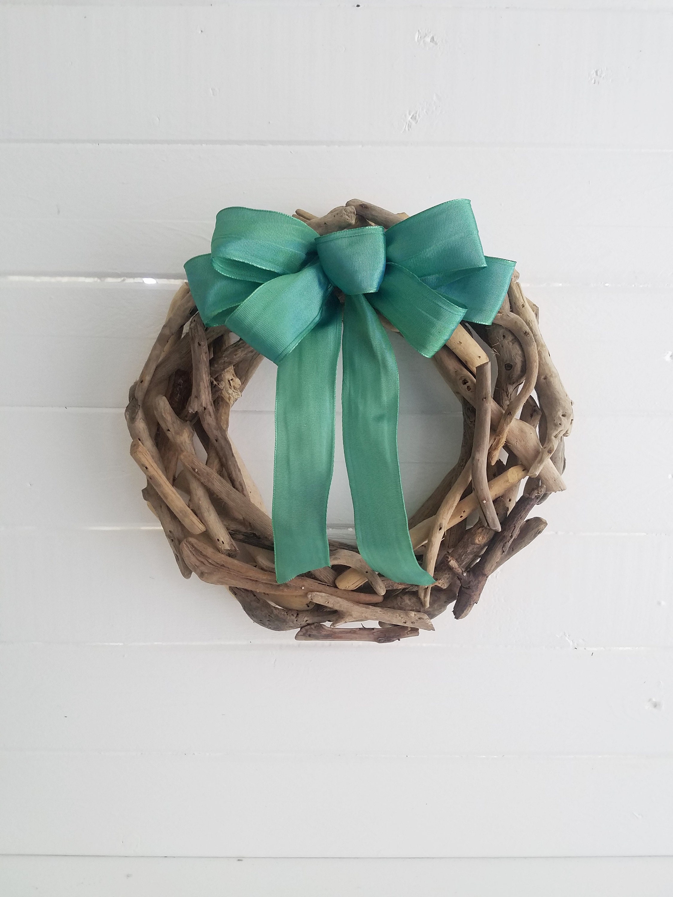 Small Green Wreath Bow, Green Beach Wreath, Green Wired Bow, Wreath  Supplies, Ivory Ribbon, Handmade Bow, DIY Supplies, DIY Wreath 