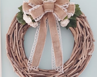 Tan and White Driftwood Beach Wreath, Driftwood Wreath, Beach Wreath, Beach Wreath, Coastal Wreath, Coastal Home Decor