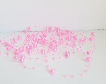 Pink Bead Garland, 5 Yards, Acrylic Bead Garland, Faux Pearl Bead Garland, DIY Decor Supplies, Wedding Supplies, Craft Supplies