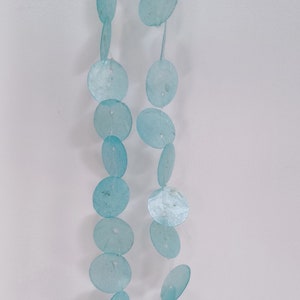 Aqua Blue Capiz Shell Garland, Beach Garland, Capiz Coastal Garland, Coastal Decor, Beach Decor, Beach Wedding Decor, Beach Wall Decor image 1