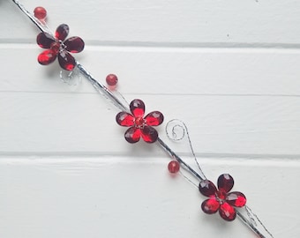 Red Rhinestone Flowers, Red Floral Stem, Bling Stems, Rhinestone Flowers, Red Bling Stems, Florist Supplies, DIY Supplies, DIY Wedding