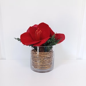 Red Amaryllis Christmas Arrangement, Amaryllis Centerpiece, Red Christmas Centerpiece, Table Centerpiece, Holiday Decor, Christmas Decor