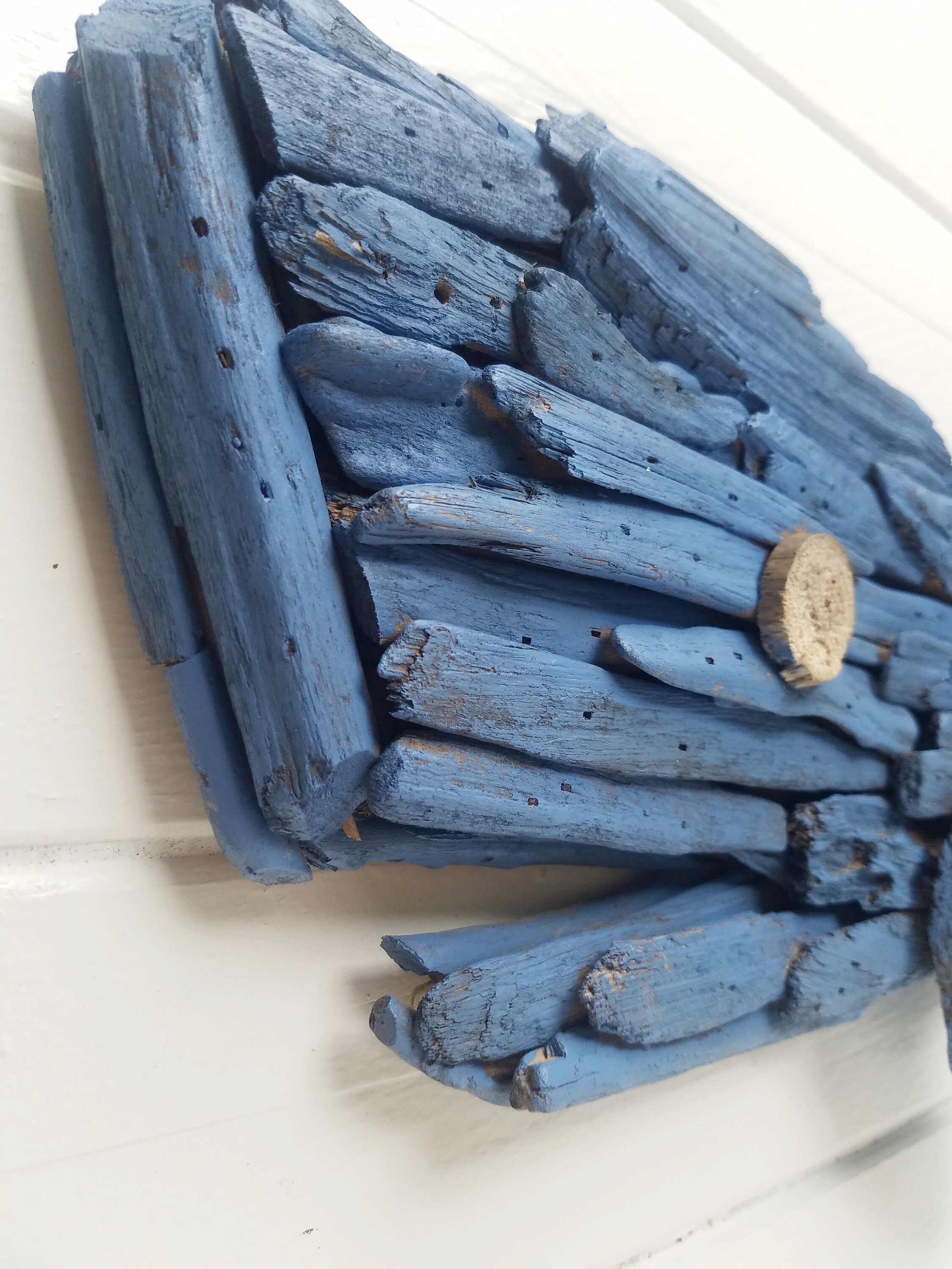 Ballena de madera a la deriva azul oscuro Decoración de la | Etsy