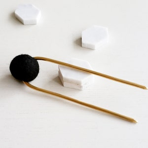 BLACK BUN PIN_TALL | hair pin, metal hair pin, gold hair pin, hair stick, hair accessories, minimalist, black hair pin, bun holder |
