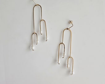 Willowy Earrings | long statement  glass chandelier earrings - graceful and elegant