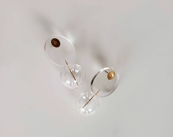 ORB EARRINGS CLEAR | clear earrings, circle earrings, minimal earrings, gold, modern jewelry, sphere earrings, black earrings |
