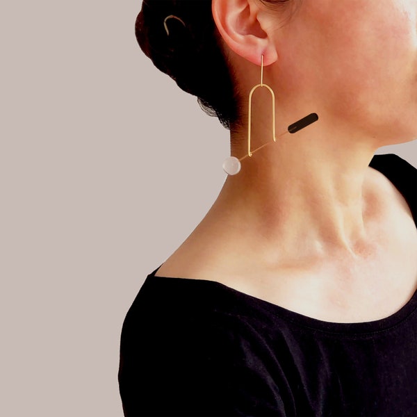 DIAGONAL earrings  | mobile earrings, gold earrings, statement earrings, dangle earrings, minimalist earrings, modern jewelry earrings |