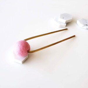 PASTEL PINK BUN PIN_TALL | hair pin, metal hair pin, gold hair pin, hair stick, hair accessories, minimalist, black hair pin, bun holder |