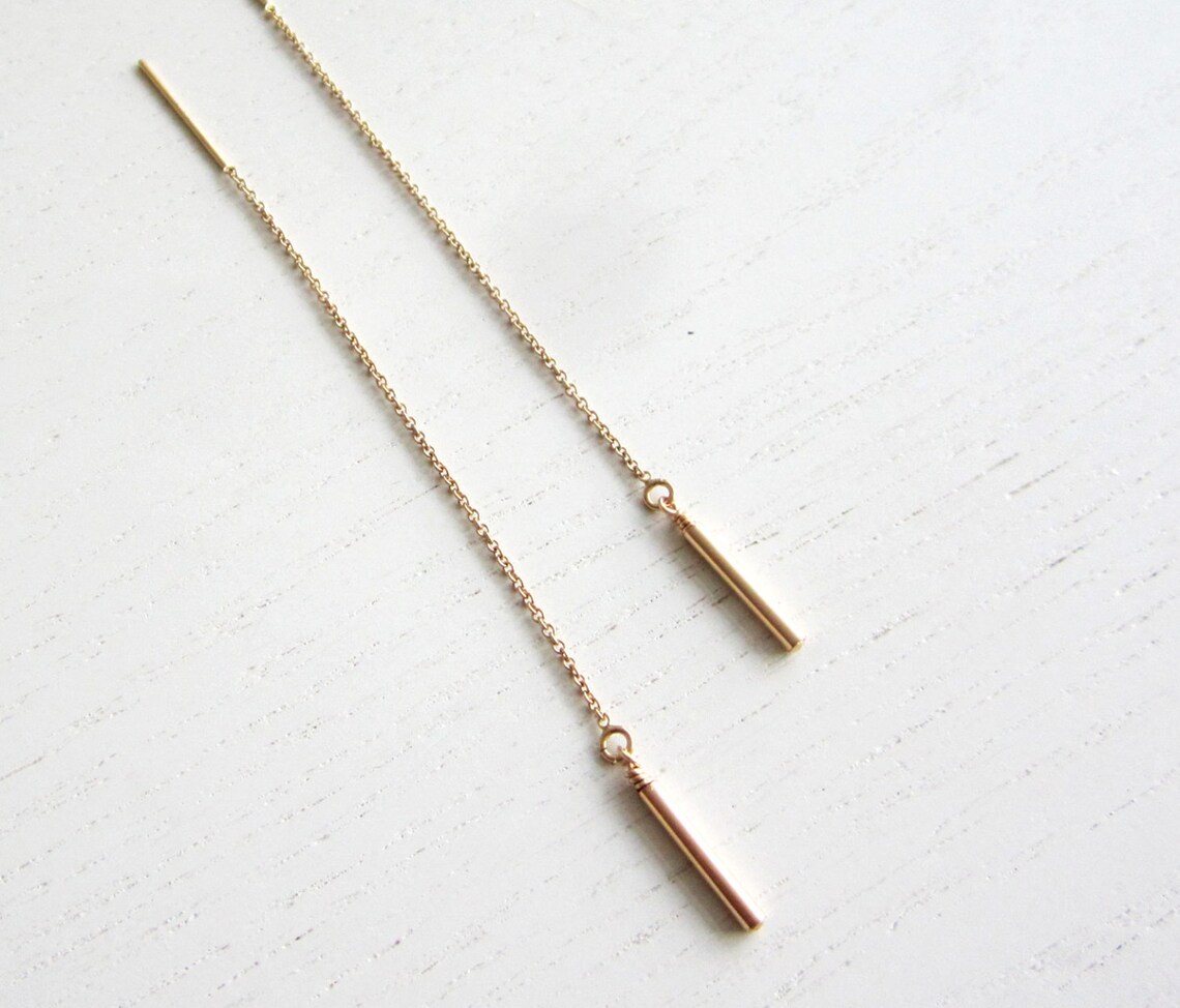 LINE THREADER | Line Earrings, Long Earrings, Gold Earrings, Chain ...