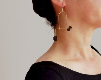 High Low Earrings in Transparent Black | long earrings, mobile earrings, minimalist earrings, lightweight earrings, acrylic earrings |