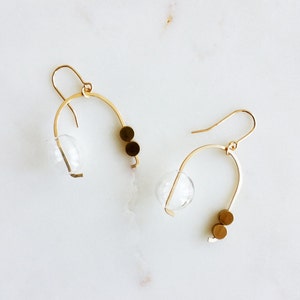 MOBILE EARRINGS modern jewelry, gold earrings, dangle earrings, bubbles, glass earrings, minimalist jewelry image 2