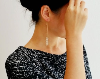 MOVEMENT EARRINGS NO. 3 | circle earrings, gold earrings, bubbles, clear, dangle earrings, minimalist earrings, glass jewelry |