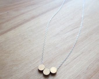 CIRCLES NECKLACE | sterling silver necklace, brass beads necklace, layering necklace, gold and silver necklace, short necklace, delicate |