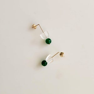 Very Tiny Earrings in Green | small earrings, green earrings, minimalist earrings, modern jewelry, dainty earrings, jay earrings |