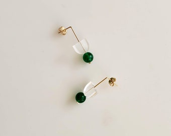 Very Tiny Earrings in Green | small earrings, green earrings, minimalist earrings, modern jewelry, dainty earrings, jay earrings |