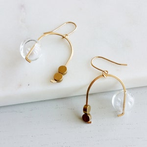 MOBILE EARRINGS modern jewelry, gold earrings, dangle earrings, bubbles, glass earrings, minimalist jewelry image 1